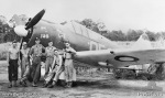 No. 4 Squadron in front of their Boomerang, Nadzab, New Guinea