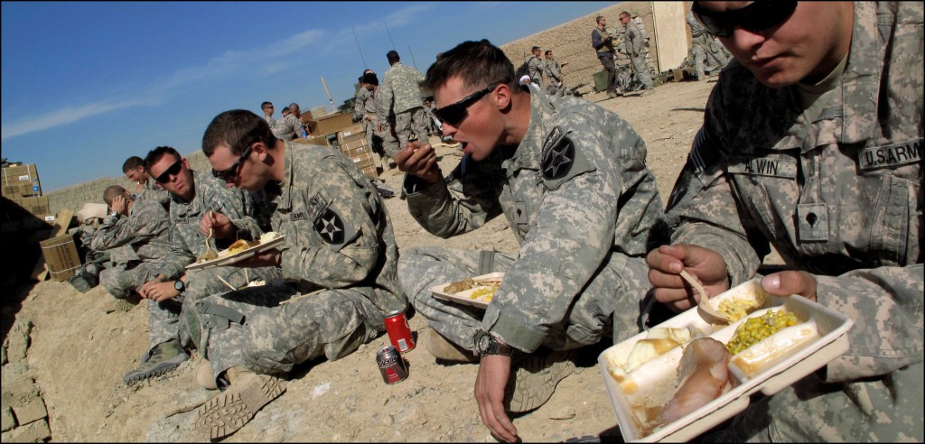 Image result for soldier having thanksgiving in the field